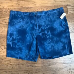 Nautica 56W 86 Blue Dye Print Shorts Casual Golf Flat Front Big‎ & Tall NWT
